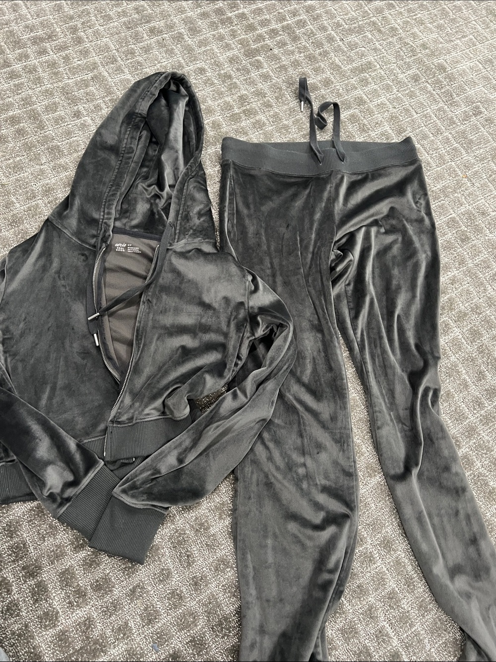 Grey Velour Hoodie & Jogger Set